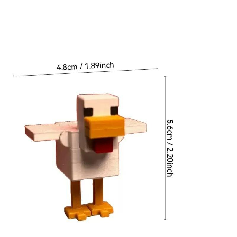 3D Printed Minecraft Feather Chicken Keychain Toy, Rotatable Desk Ornament, Collectible Gaming Accessory, Perfect Gift for Gamers