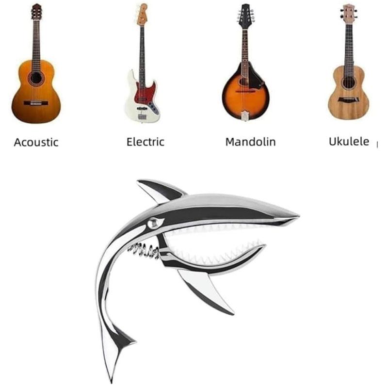 Sharks Shape Guitar Capo, Acoustic Capo, Electric Guitars Capo, Premium Zinc Alloy Guitar Accessories, Guitar Chord Presser for Ukulele Mandolin Banjo Bass