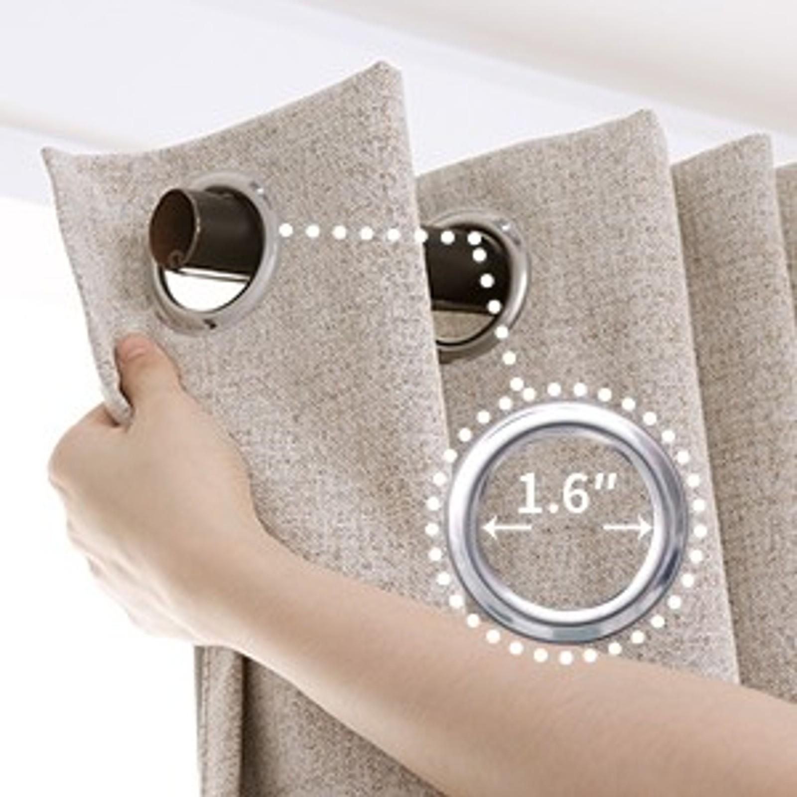 Linen Blackout Curtains 63 Inch Length for Bedroom Living Room, Beige Thermal Insulated Grommet Window Drapes, 2 Panels, 52 X 63 InchGift
