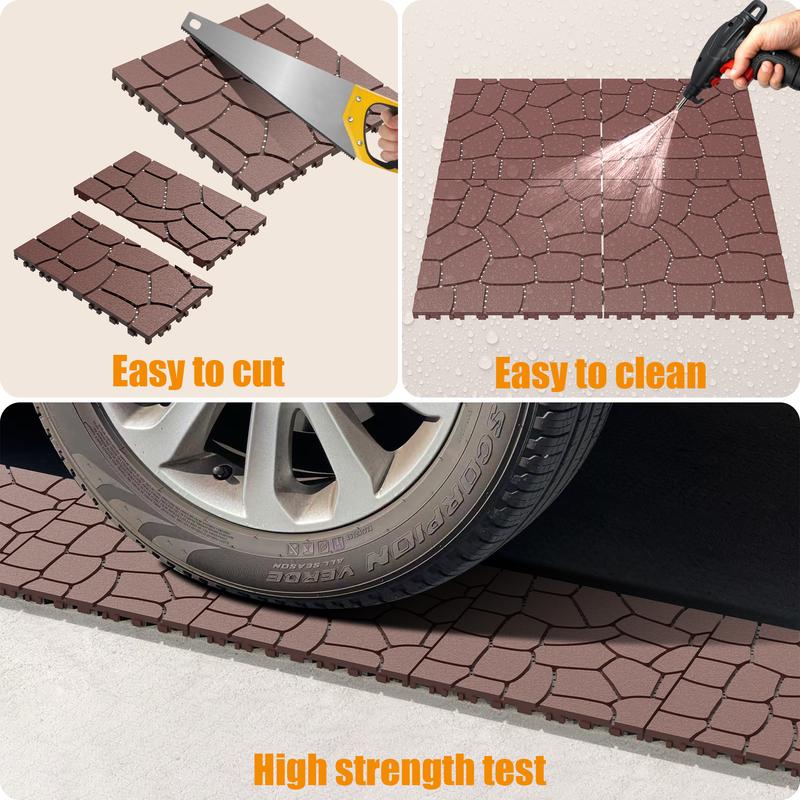 44 Pack 12*12" Interlocking Deck Tiles, DIY for Patio/Poolside/Balcony, Dark Gray,Brown Outdoor Indoor Flooring Non Slip Flooring