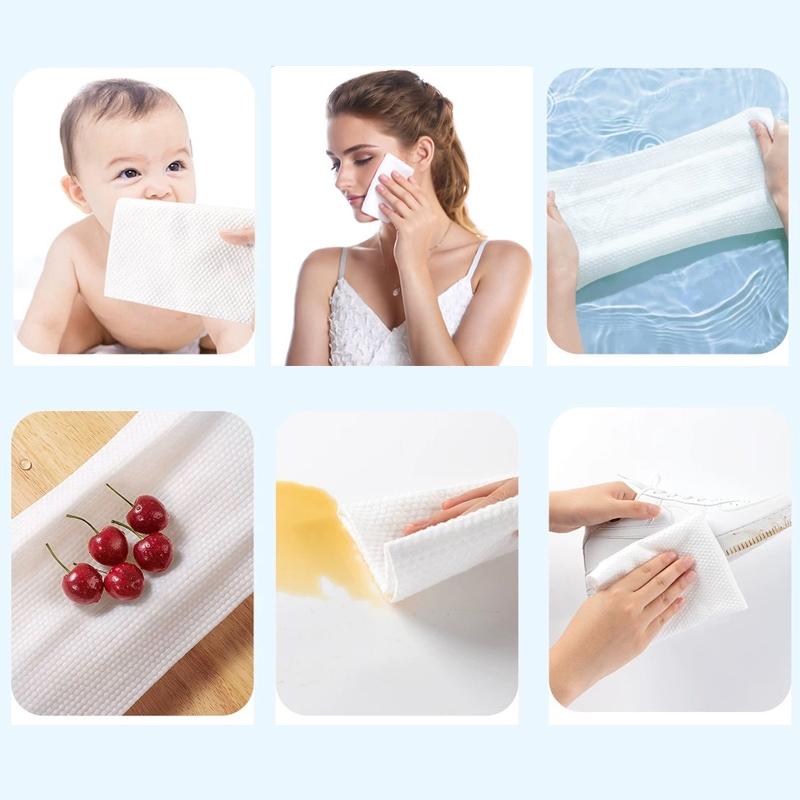 Disposable Face Towels, 1/2/4 Packs Face Towelettes for Washing & Drying, Soft Dry Wipes Facial Tissue Single Use Tissues for Travel, Camping, Home Hand Wipes and Other Outdoor Activities Use, Napkin，Korean Facial Cleansing Cloths