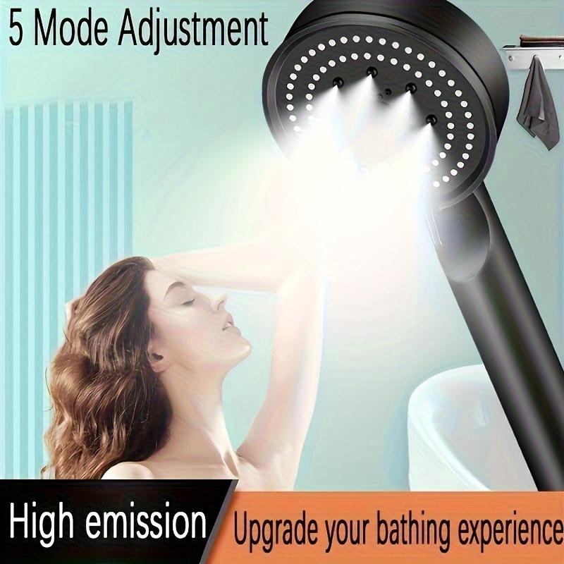 High Pressure Handheld Shower Head, 5 Modes, Sensitive Skin Friendly, Easy Installation, No Battery Needed, Modern Bathroom Accessory, Handheld Showerhead