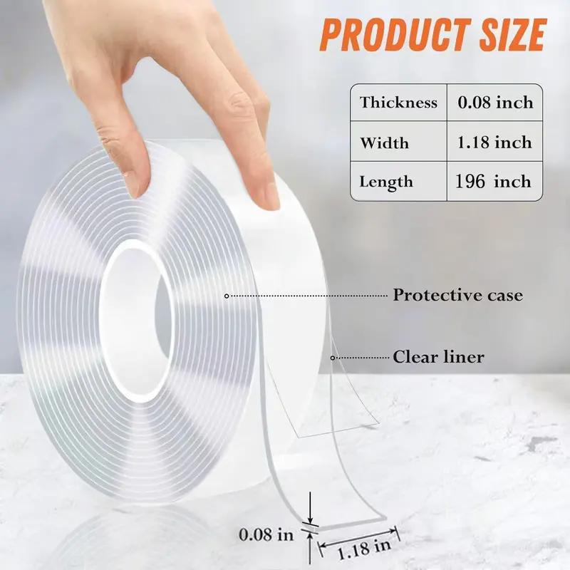 [Holiday Haul] Ultra-strong Double Sided Adhesive,Nano Tape Transparent Reusable Waterproof Tapes Heat Resistance Bathroom Home Decoration-9.85FT