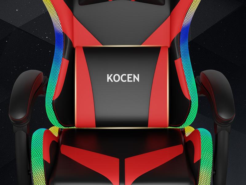 [New Year Flash Sale] KOCEN Gaming Chair , racing style RGB LED light gaming chair, equipped with a lumbar massager, high-back adjustable recliner, with footrest and headrest. Adult gaming chair, large high gaming chair,with sturdy class-4 gas lift.KC-35