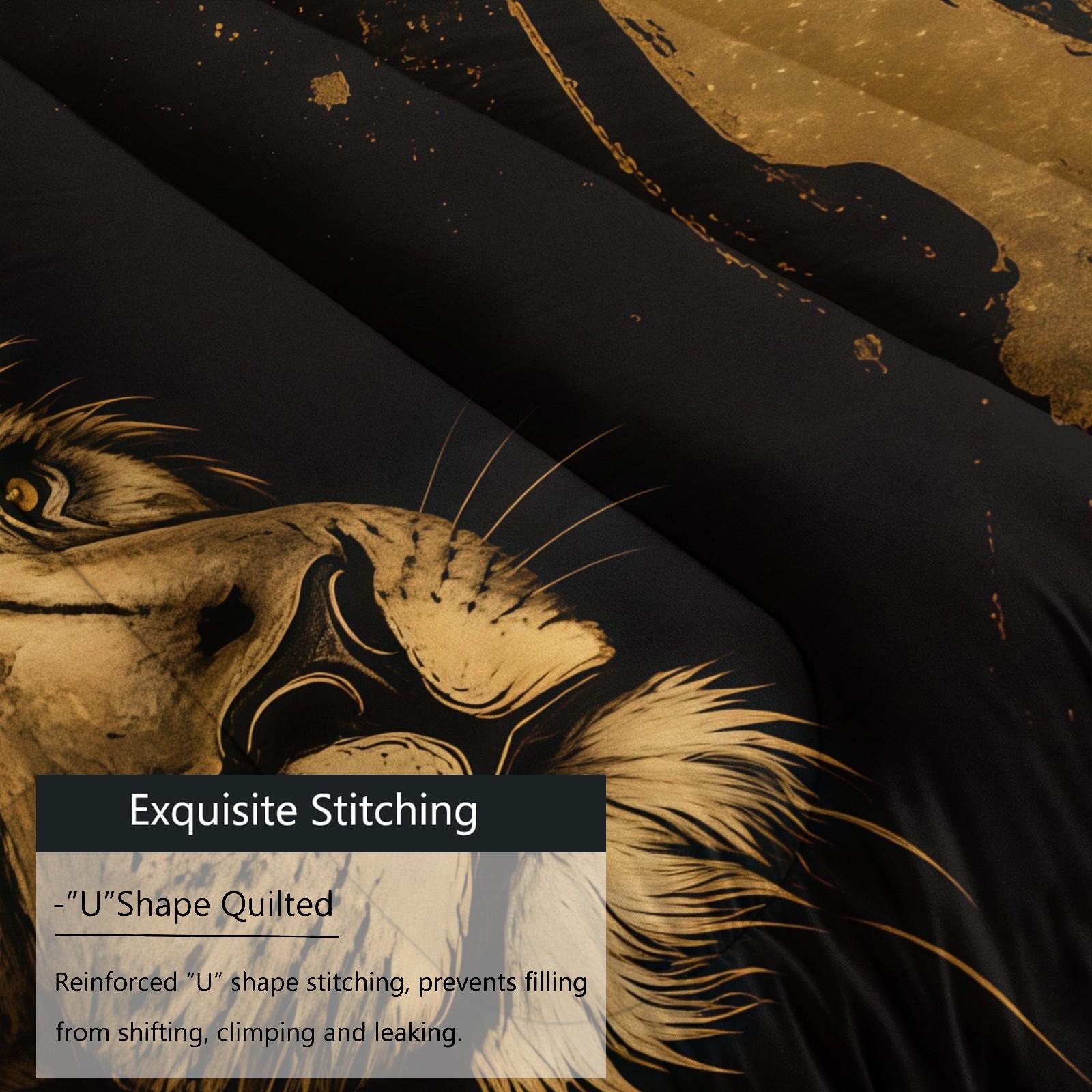 Lion Crown Pattern Comforter Set, Soft And Durable Bedding Set, Including 1 Comforter And 1 Or 2 Pillowcases, Suitable For Children And Adults Daily Holiday Birthday Gifts Bedroom Decorations