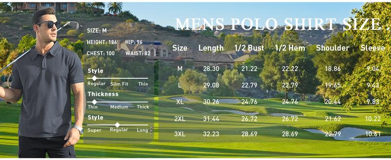 ZITY 3 Pack Mens Polo Shirt Short Sleeve Performance Material Athletic Fashion Athleisure Street Fit Polyester Spandex Moisture-Wicking Four-Way Stretch Golf Shirts for Men Casual Sportswear