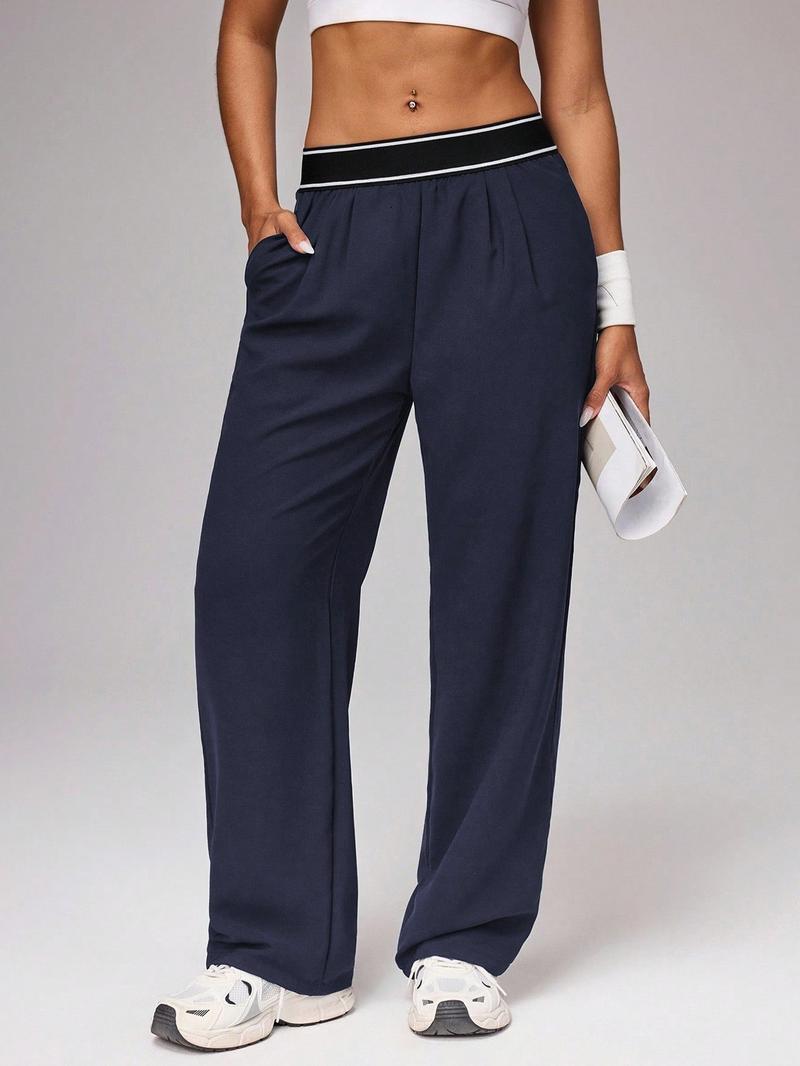 Women's Sporty Pants Long Comfortable Wide Leg Design with Pockets, Ideal for Exercise, Stylish & Practical Workout Wear, Athleisure Bottoms