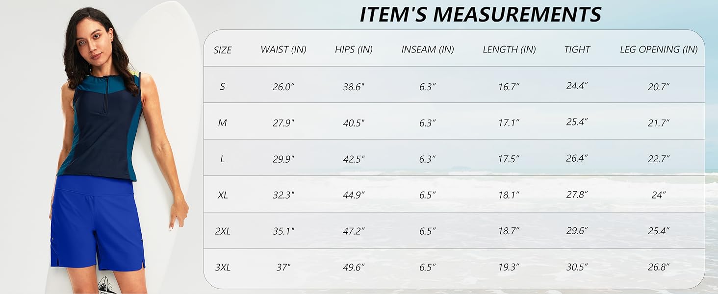 G Gradual Women's Swim Board Shorts 7" Long High Waisted Quick Dry Beach Swimmingshorts for Women with Liner Pockets Swimmingtrunks Activewear SpringStatements