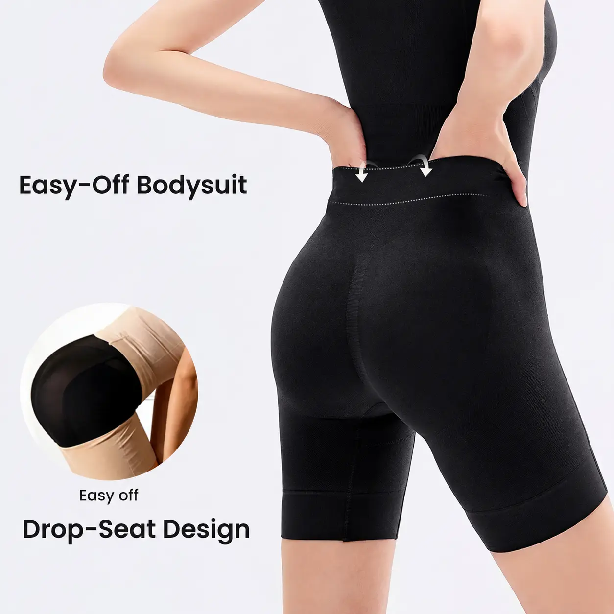 Easy-Off Bodysuit Tummy Control Butt Lifter Faja Bodysuit, Back Support Scrunch Back Open Design, Postpartum Recovery Full Body Shaper with Cotton Gusset, Colombian Fajas Everyday Wear for Women