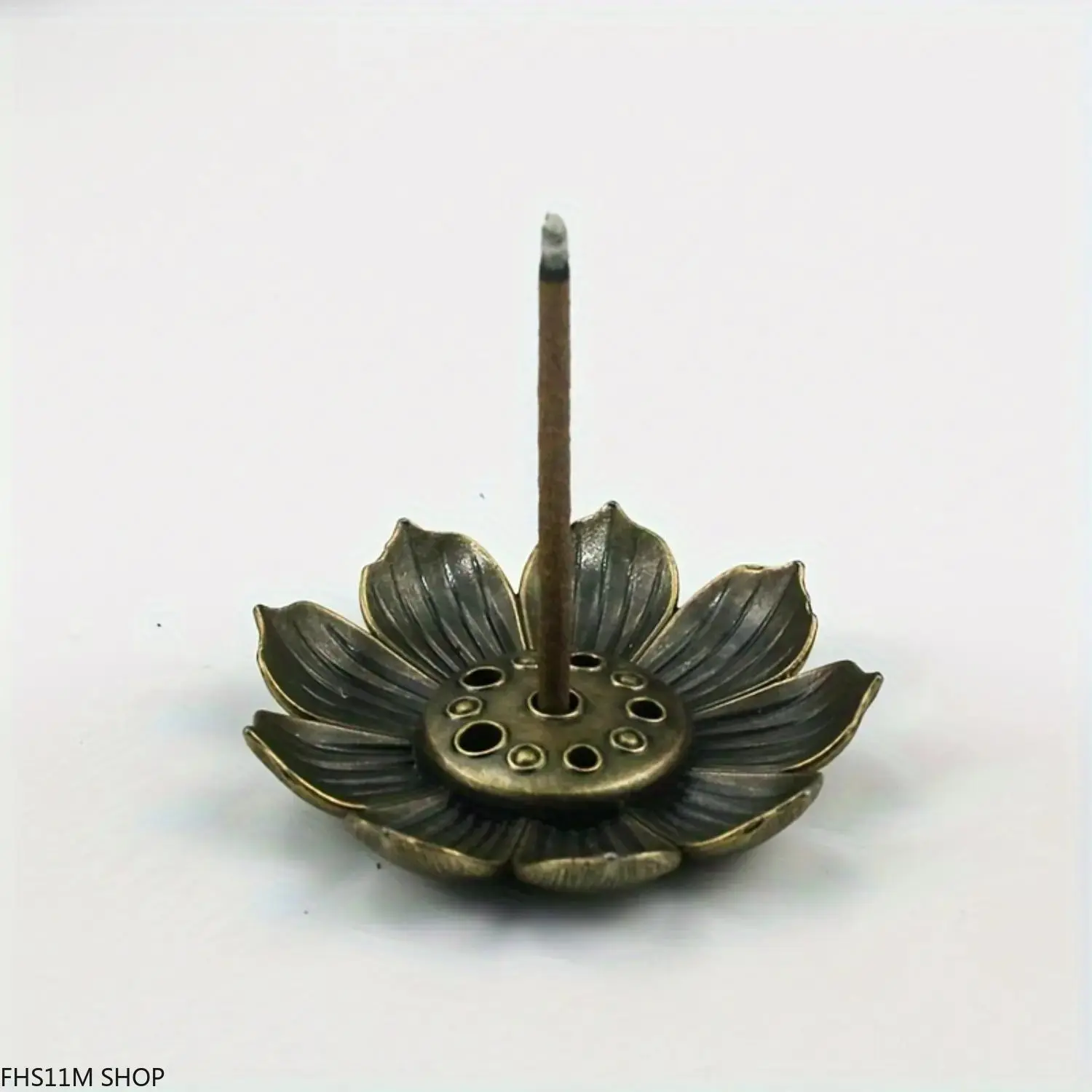 Mini Bronze Lotus Incense Holder, Alloy Multi Hole Incense Burner For Stick Incense, Heat Resistant Aromatherapy Censer For Meditation, Yoga, Zen Room, Home Altar, Living Room And Spiritual Home Decor, 1PC
