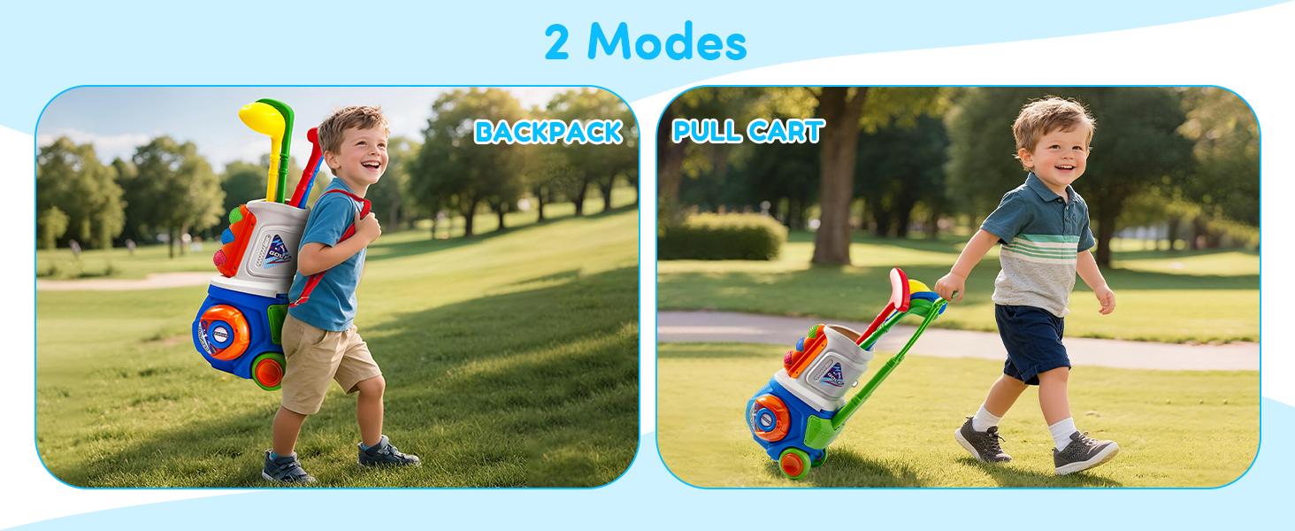 Unisex Kids' Mini Plastic Backyard Golf Set for 1-5 Years, 4 Clubs, 10 Balls, Manual Play Cart, 1.9 lbs, 4 x 6 x 11 in, Indoor-Outdoor Learning Sports Toy (Blue) for Birthdays, 1.9 Pounds