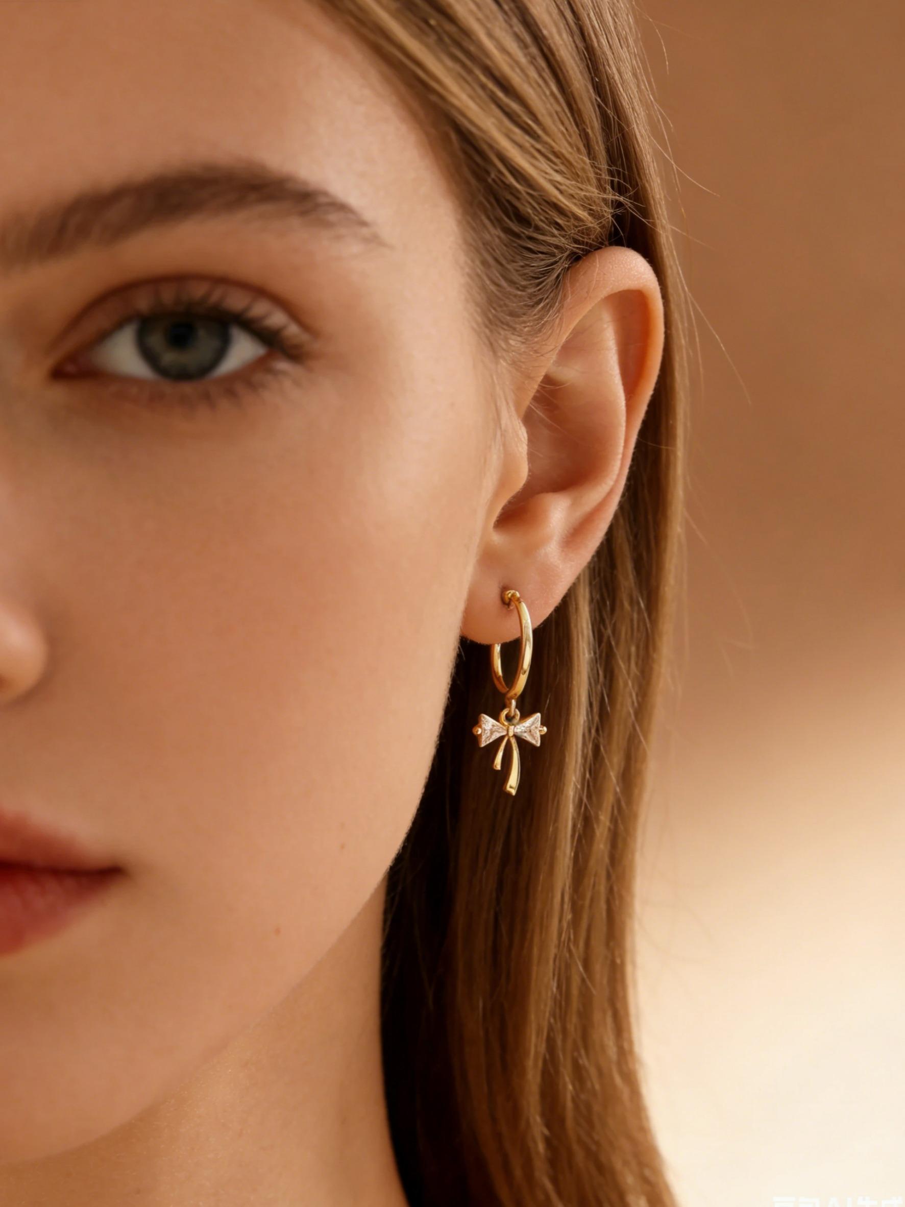 Elegant Bow Earrings Set, Fashionable Jewelry, Butterfly Pendant Design, Perfect Gift for Women, Ideal Birthday & Christmas Present, All-Season Wear