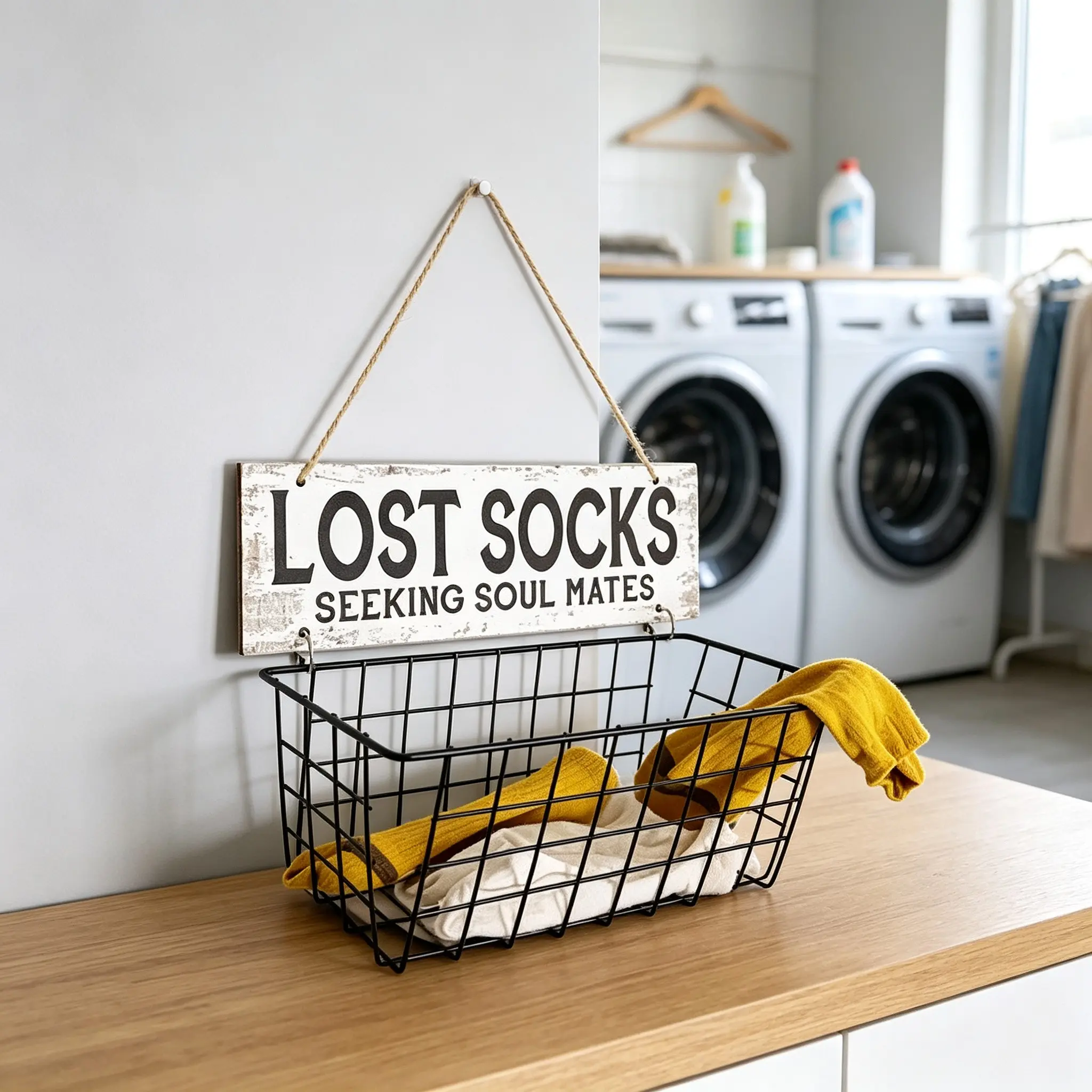 A LOST SOCKS Sock Laundry Room Sock Storage Iron Basket Storage Rack Creative Iron Frame Laundry Room Organiser