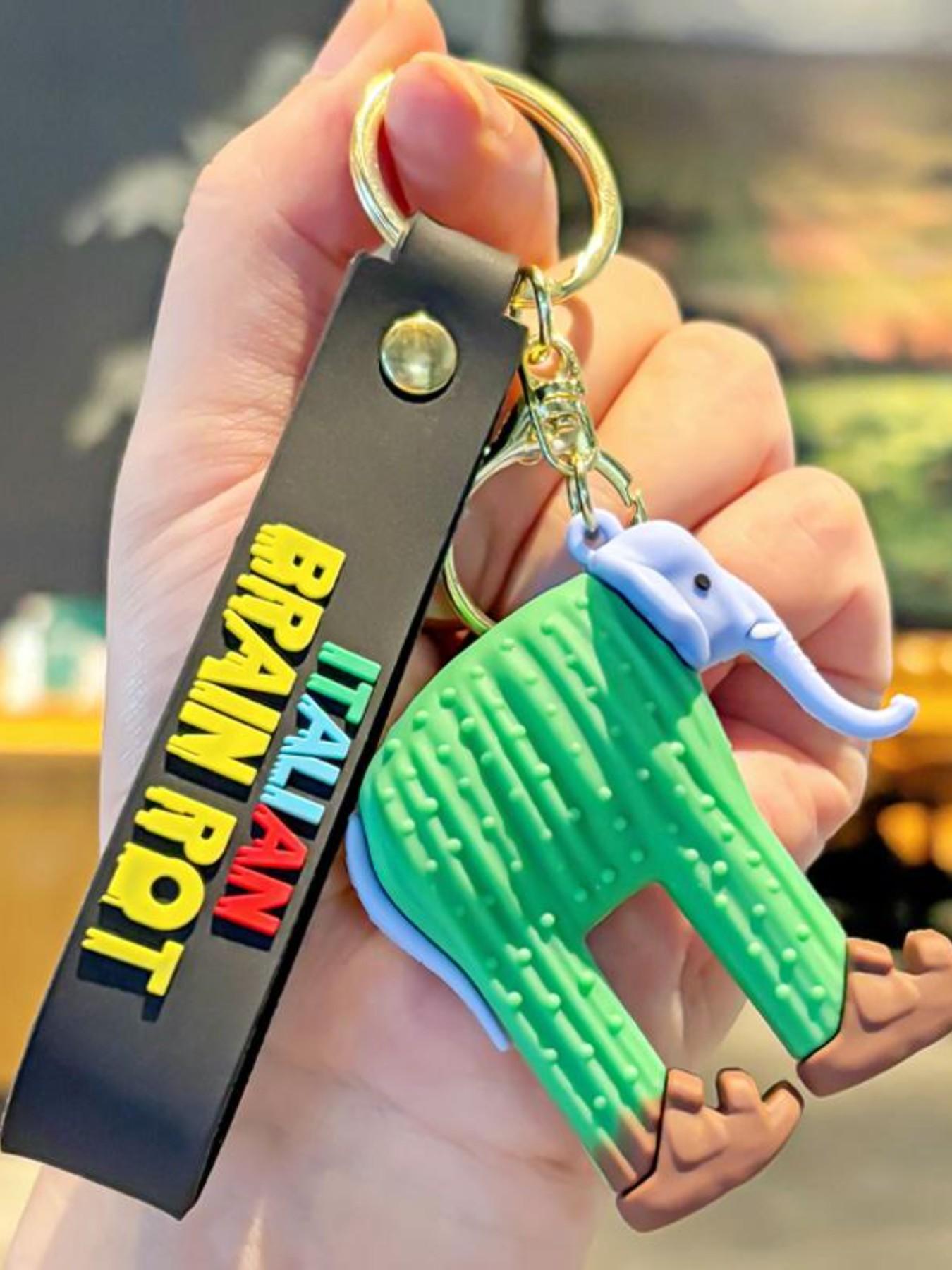 Cartoon Keychain Necklace, Creative Random Print Keychain, Cute All-Season Stress Relief Toy, Shark and Stick Figure Charm