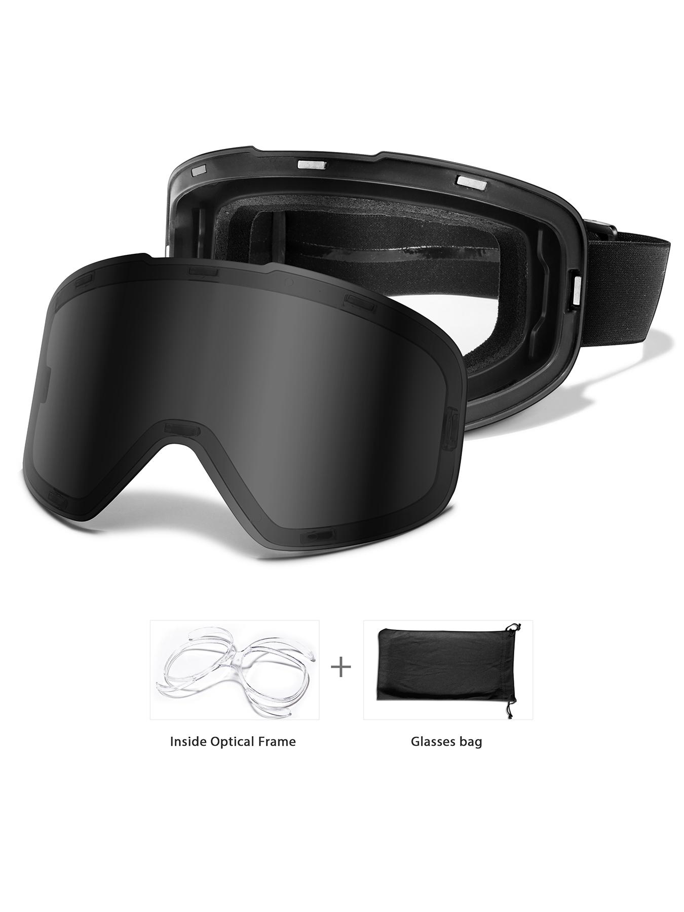 Ski Goggles with Uv400 Protection, Anti-Fog, Interchangeable Magnetic Lenses, OTG-Friendly, Frameless Design, Snowboarding Gear for Men & Women