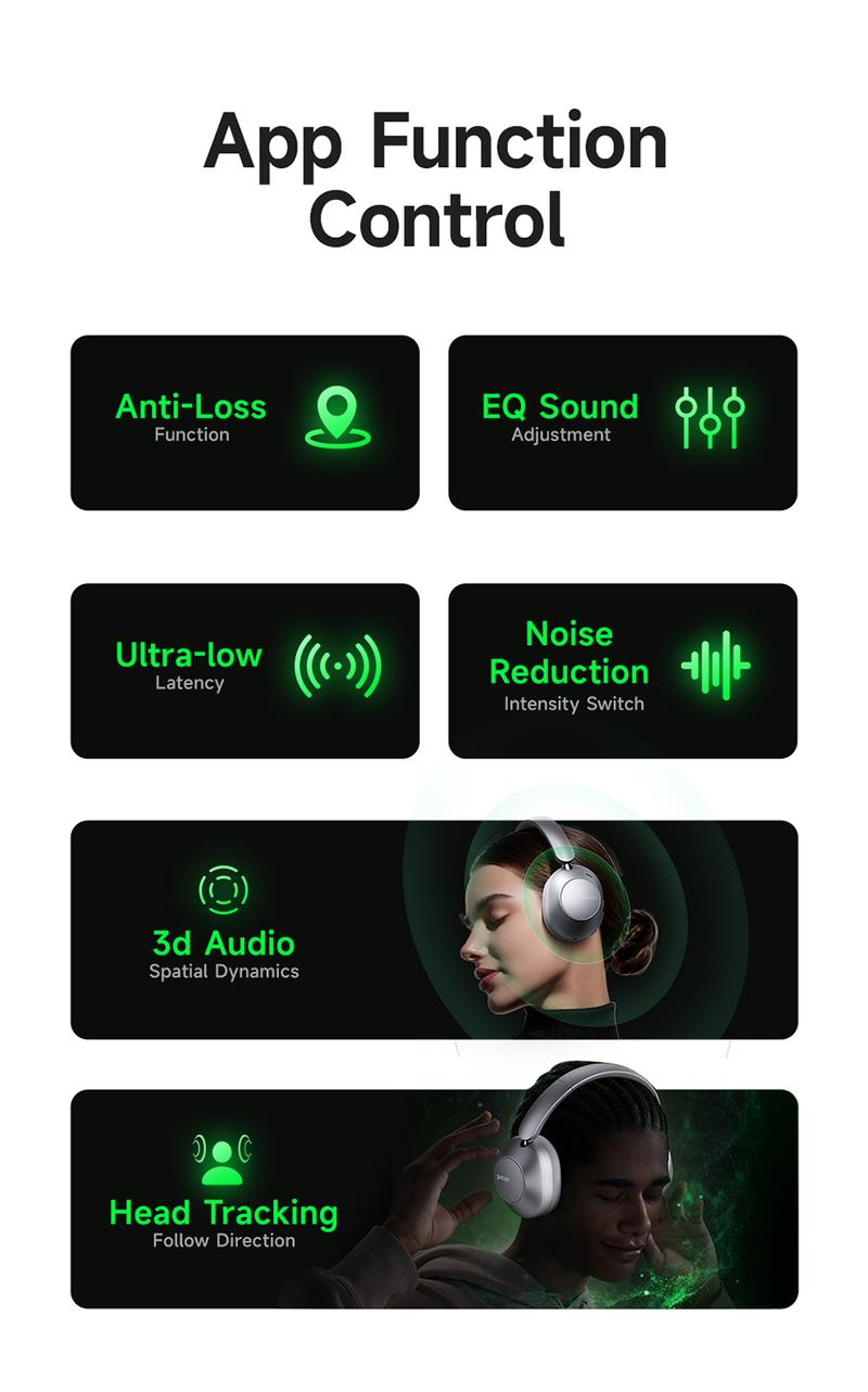 Picun F6 Hydrid Active Noise Cancelling Headphones with ENC, Time with Transparency Mode, iPhone / Android,Hi-Res Audio & Deep Bass Foldable Wireless Headphones with Mic for Travel, Home, Office