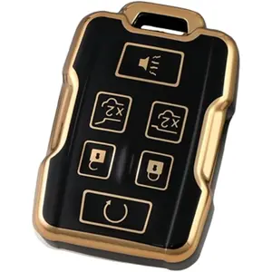 Key Fob Cover for Chevy GMC 6 Buttons Key Fob Case Fit for Chevy Tahoe Suburban GMC Yukon XL Denali 2015 2016 2017 2018 2019 2020 TPU Remote Keyless Key Fob Case  Black