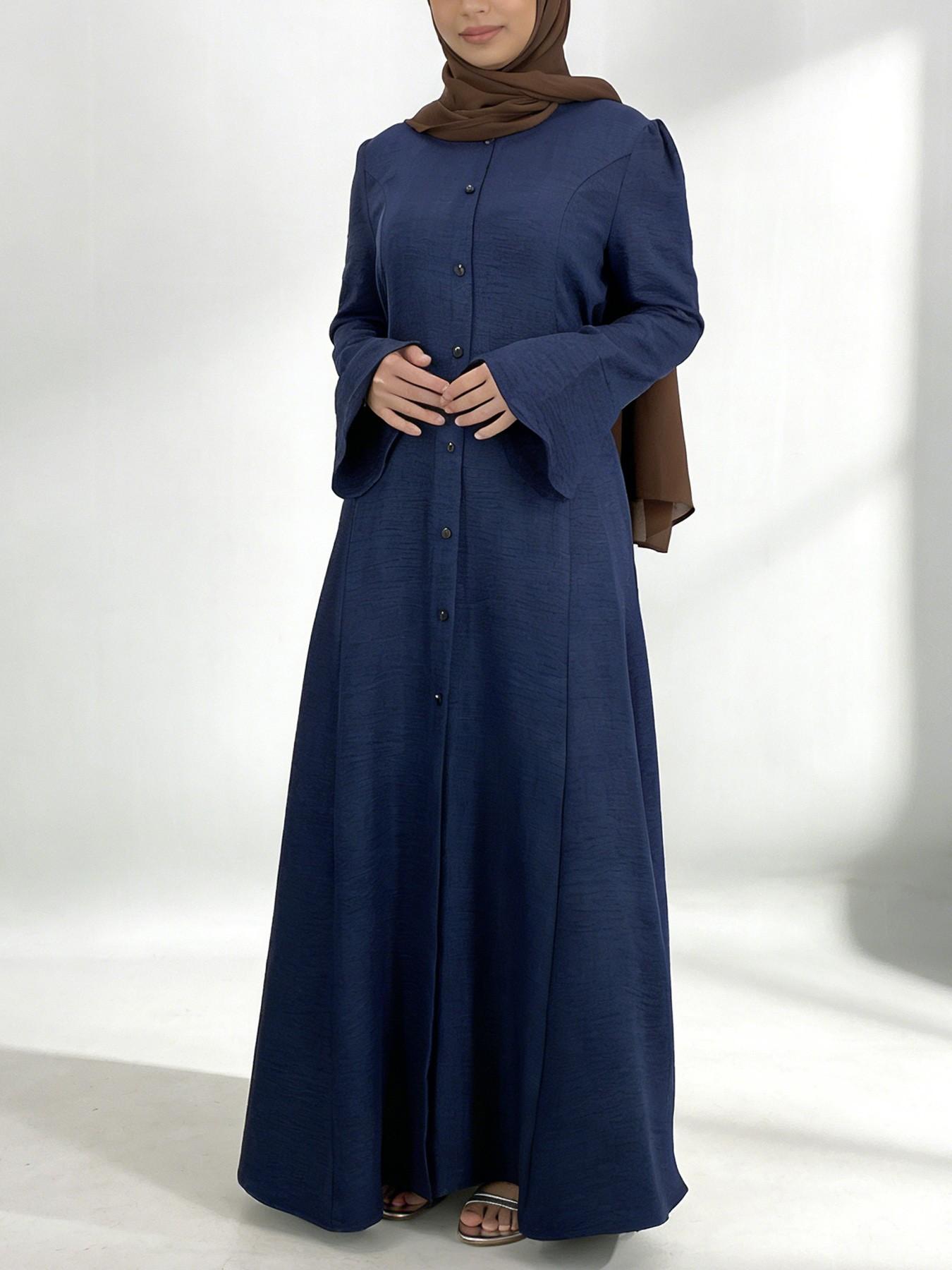Muslim Fashion Long Robe, Modest Muslim Outfits, Exclusive for Muslim Sisters, 3 Colors, 5 Sizes, Drape Fabric, Bell Sleeves, Daily Wear, Hijab Fashion #HijabFashion #MuslimDress