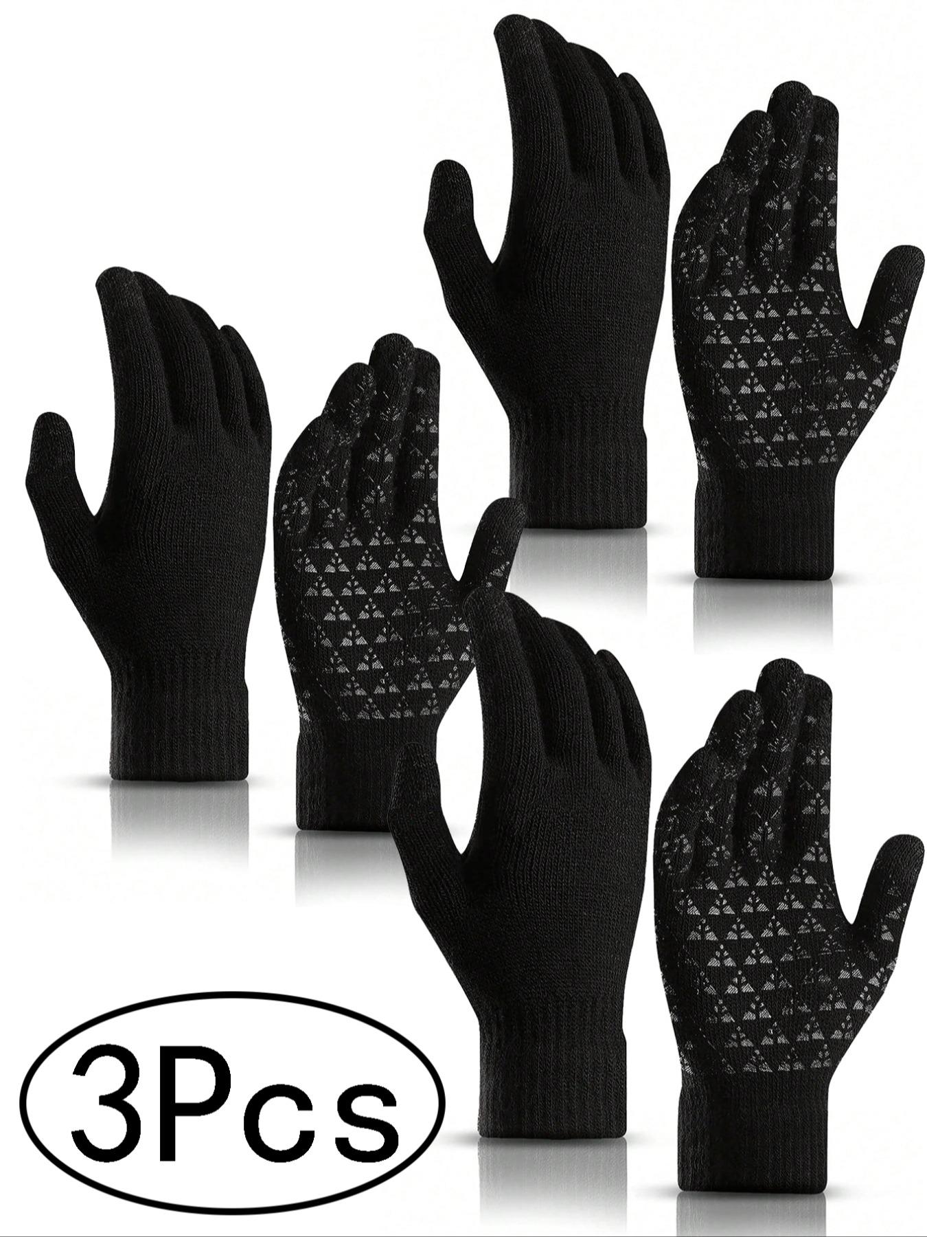 Warm Winter Touchscreen Gloves, Fitted Knit Mitts with Elastic Cuff, Casual Style for Fall & Winter, Unisex Texting Gloves