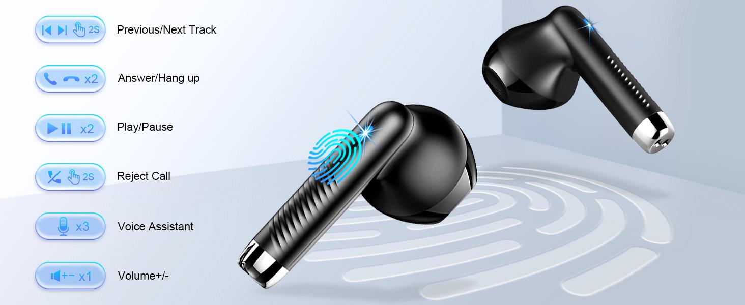 Wireless Earbuds, Bluetooth 5.4 Ear Buds LED Power Display Headphones Bass Stereo, Bluetooth Earbuds in-Ear Noise Cancelling Mic, 40H Playback Mini Case IP7 Waterproof Sports Earphones for Android iOS