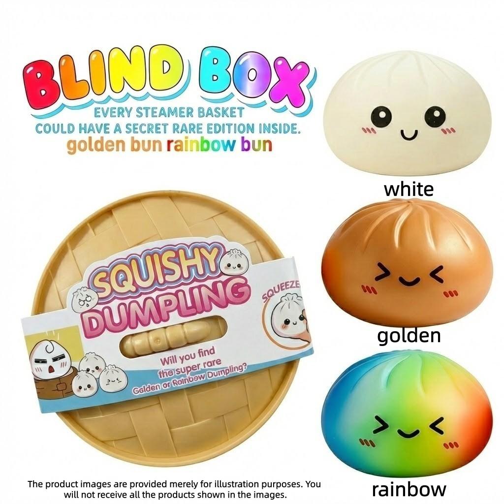 Expressive Big Dumpling Squishy - Mysecret Bun Fidget Toy, Soft TPR Material, Stress Relief, Stress Ball, Unboxing Surprise, Random Style per Pack. Valentine's Day and Easter gifts, suitable for children to exchange gifts