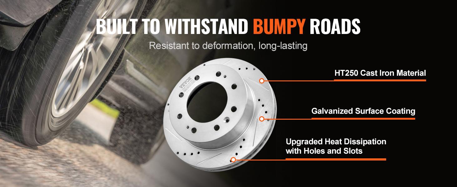 VEVOR Front Brake Kit Compatible with 2011-2019 Chevy Silverado GMC Sierra 2500 3500 HD, Drilled and Slotted Brake Rotors Ceramic Brake Pads Replacement Kit, 14 Front Rotors