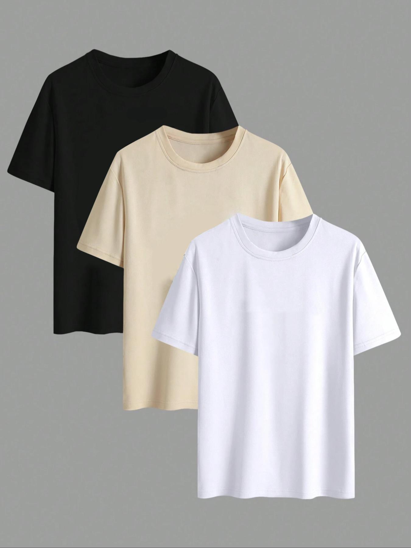 Men's Plus Size Solid Drop Shoulder Short Sleeve Tee, Casual Basic Round Neck T-shirt for Daily Wear, Men's Plus Size Clothes for All Seasons