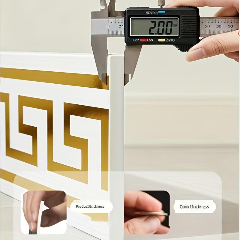 1 Roll Extra Thick Self-Adhesive PVC Baseboard Molding, 3.93in x 196.8in, Waterproof & Moisture-Proof, Wall Trim Decoration, Peel and Stick, Geometric Design Modern Style, Easy to Install, Perfect for Living Room, Bedroom, Office, Rental Apartments, XPE F