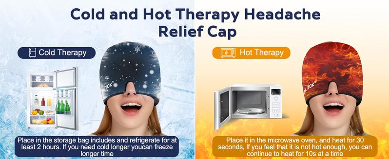 Migraine Headache Relief Cap, Gel lce Head Wrap for Tension,puffy eyes, and Stress Relief.Suitable for Home breaks, before sleep, office