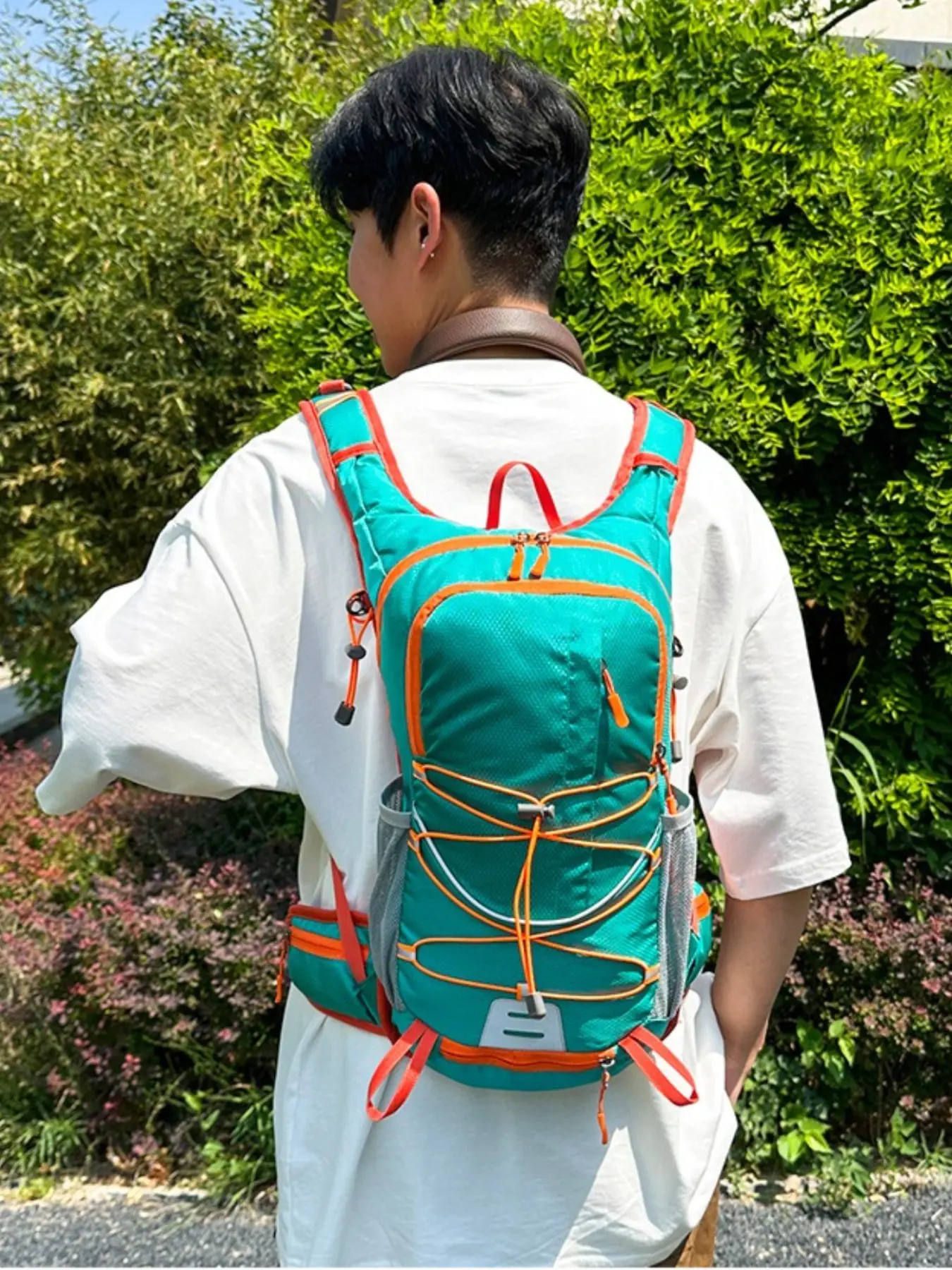 Colorblock Outdoor Hiking Backpack, Breathable Cycling Hydration Pack, Large Capacity Trekking Sports Shoulder Bag, Comfortable Wear