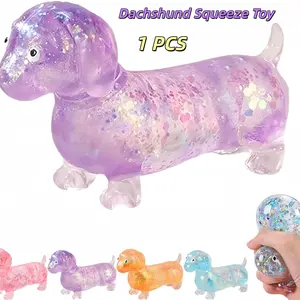 Glittering Hot Dog Squishy Toy, Marshmallow Filled, Soft Gel Stress Relief Doll, Slow Rebound, Anxiety Relief, Home Office Travel Desk Accessory