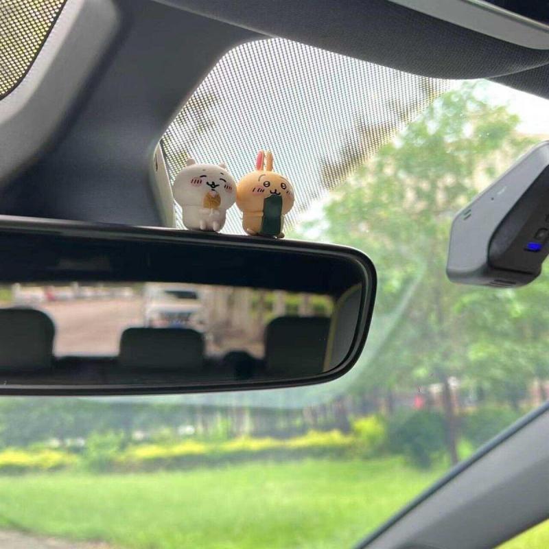 Chiikawa PVC Cartoon Figurine Toy - 3.7*3.2cm Paste-On Car Accessory for Rear View Mirror, Console & Screen, Suitable for All Cars, Ideal Gift (Home Decor Statue)