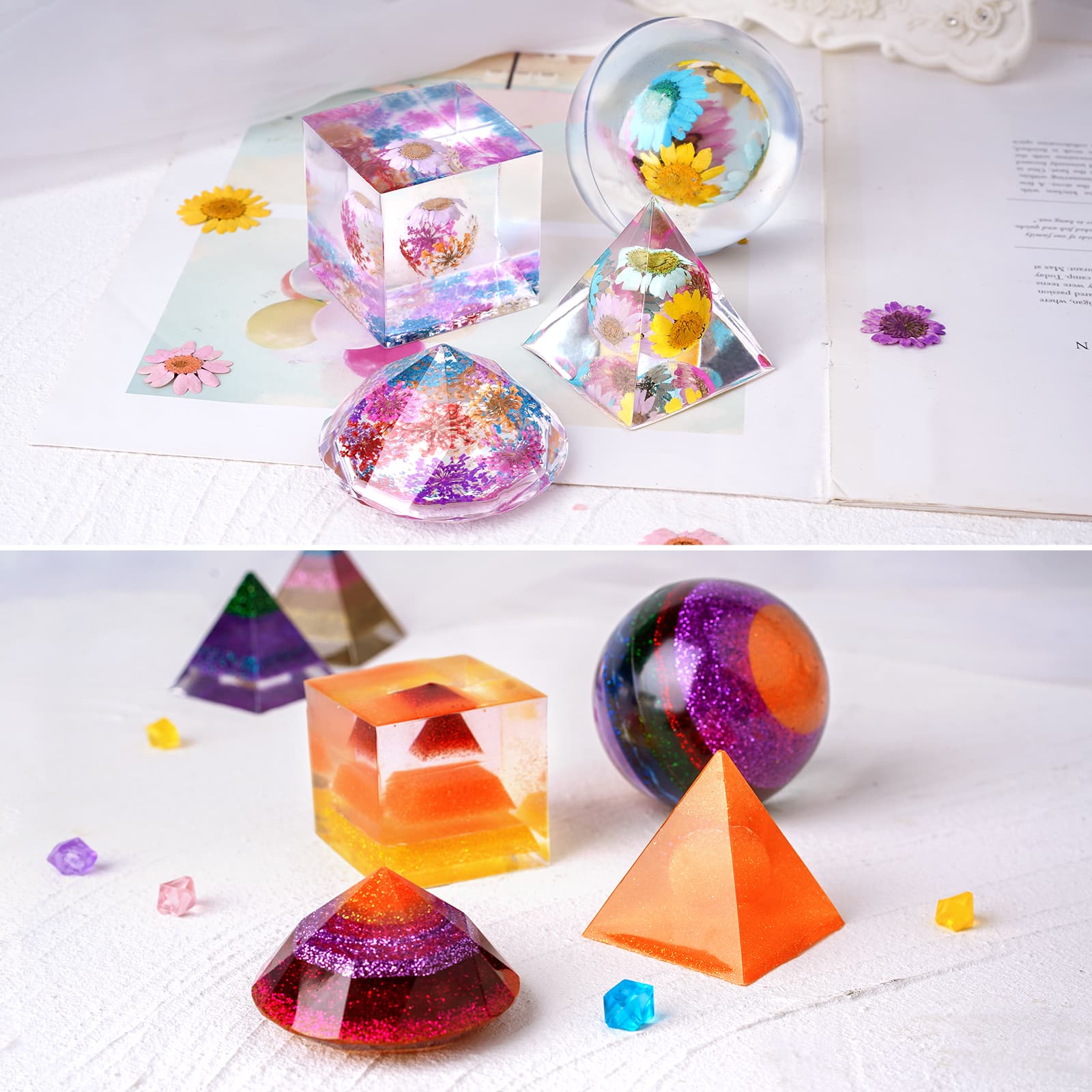 16oz Epoxy Resin Coaster Molds Kit for Beginners,Include Epoxy Resin,Coaster Molds, and Mica Powder for Resin Casting, Ideal Christmas Gift Set - LET'S RESIN