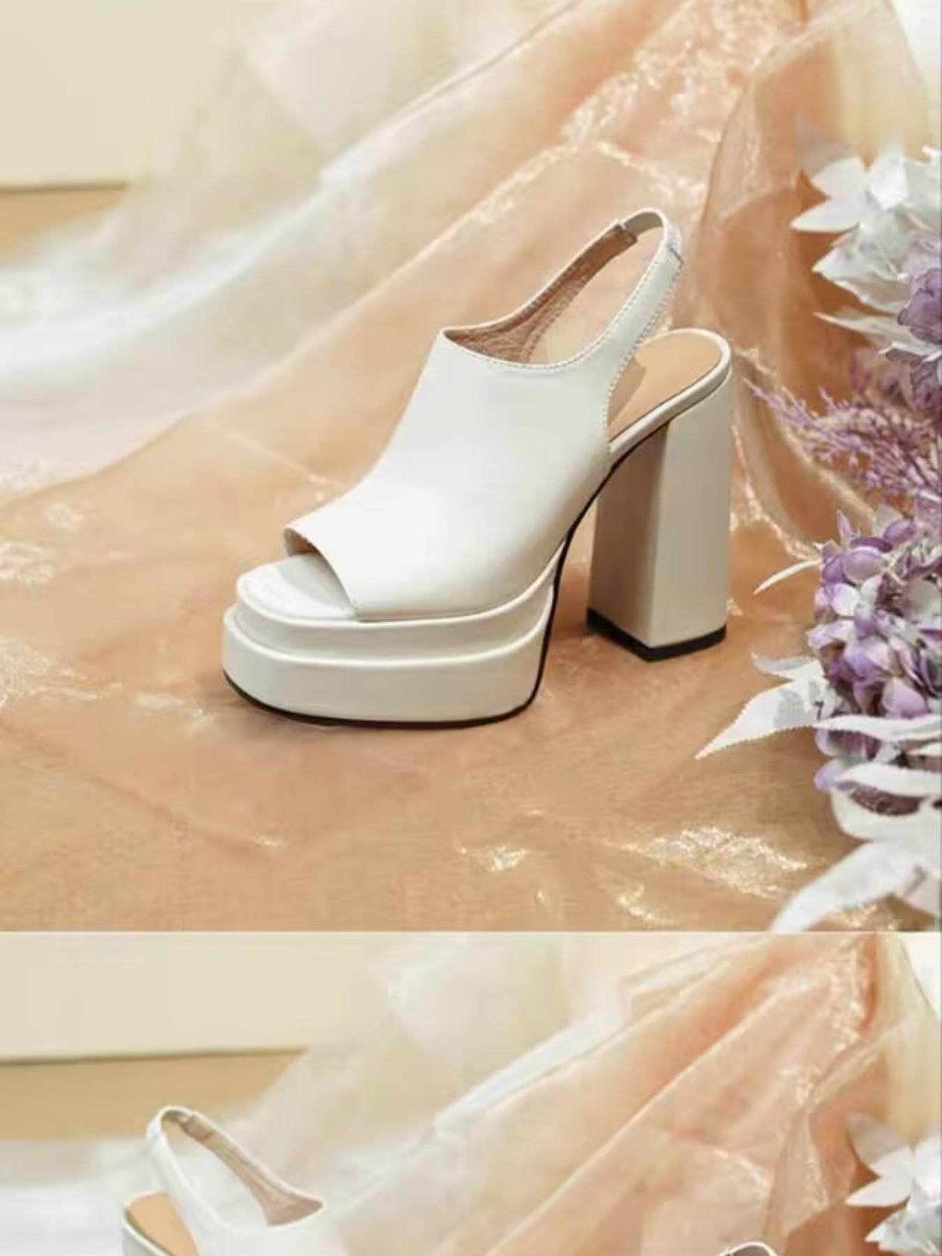 Women's Square Toe Thick Sole Mules, Dual Layer Heel Square Toed Sandals, Y2K High Heel Leather Slippers, Nightclub Party Casual Shoes, Date Evening Gown Heels