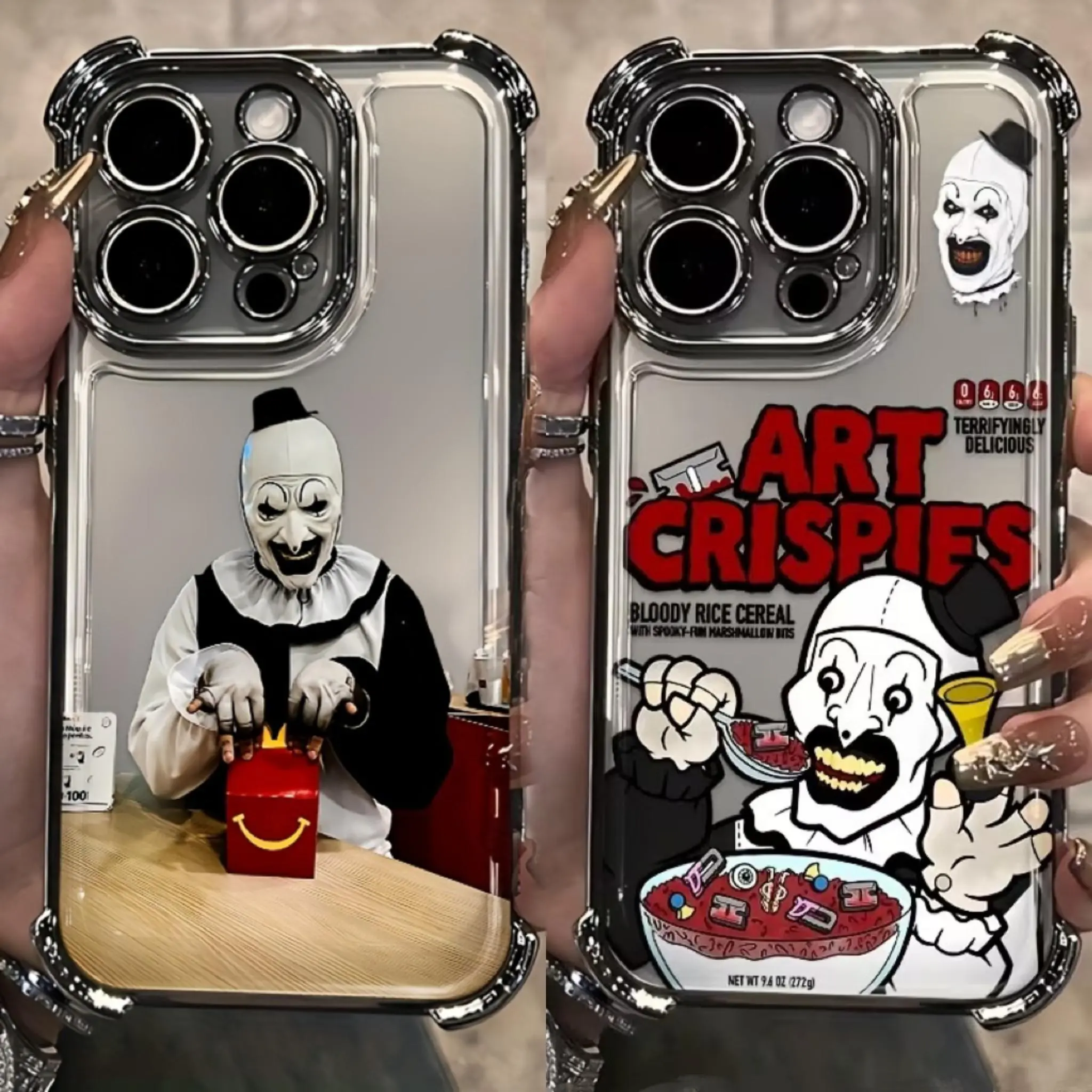 Horror Art the Clown Funny Phone Case For iPhone 17 16 15 14 13 12 11 Mini Pro Max Air X XR XSMAX & Samsung Galaxy S26 S25 S24 S23 S22 S21 FE Ultra Plus EDGE Anti-Drop anti-fall Transparent Soft Back Cover