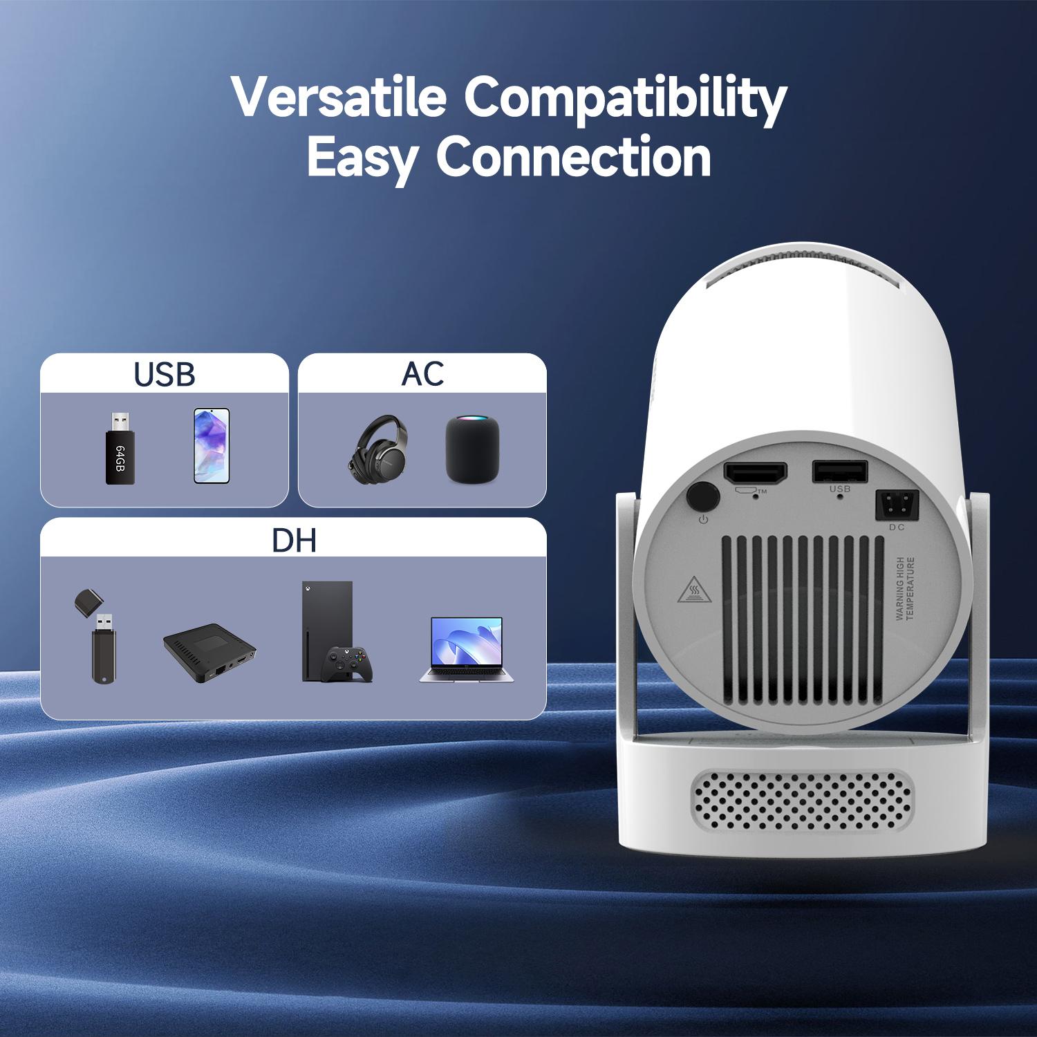 HY300Pro+ 290ANSI Projector 4K Videosource Supported Native 1280*720P 0.8:1 Throw Ratio BT5.4 WIFI6 Android 11 Built-in Speaker & Appstore Allwinner H713 Home Cinema Mini Smart Portable Upgraded HY300Pro HY300Pro+ 290ANSI Projector 4K Videosource Supported Native 1280*720P 0.8:1 Throw Ratio BT5.4 WIFI6 Android 11 Built-in Speaker & Appstore Allwinner H713 Home Cinema Mini Smart Portable Upgraded HY300Pro