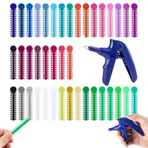 Orthodontic Ligature Tie Gun Tool Kit with 1040 Pcs Multi-Color Dental Orthodontic Ligature Ties, Professional Teeth Orthodontic Ligature Ring Rubber Bands Set for Braces Brackets