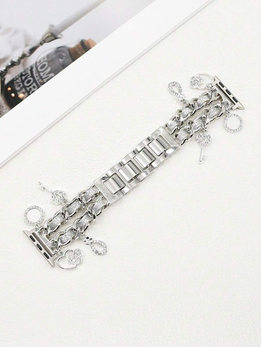 1PC Leather Rope Love Lock Core Smart Strap, Wearable Tech Accessories, compatible with Apple Watch 38/40/41/42/44/45/46/49mm, suitable for Apple Watch series Ultra/SE/10/9/8/7/6/5/4/3/2/1, Strap only, watch and case not included