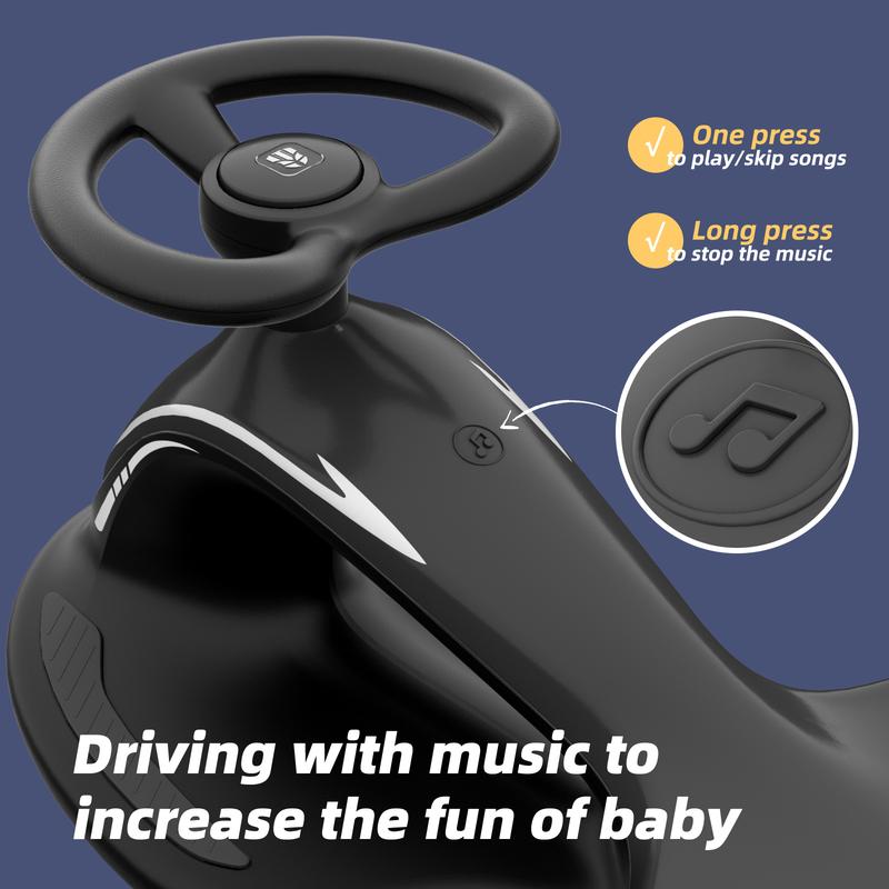 KORIMEFA 12V Electric Wiggle Car Ride On Toy, 2 in 1 Wiggle Car Rechargeable Battery with Anti-Rollover Colorful Light-Emitting Wheel for Kids