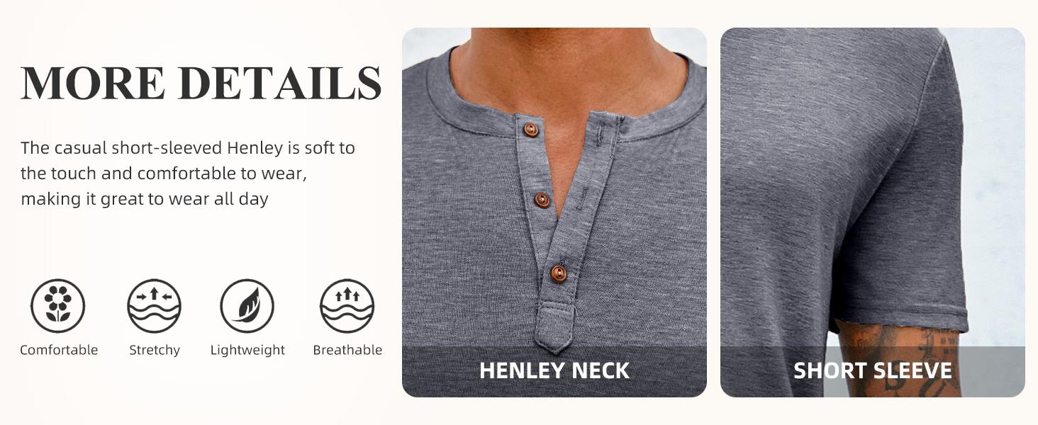 Runcati Men Short Sleeve Henley T-Shirt Casual Solid Color Button-up Henley Shirt V Neck Tee Tops