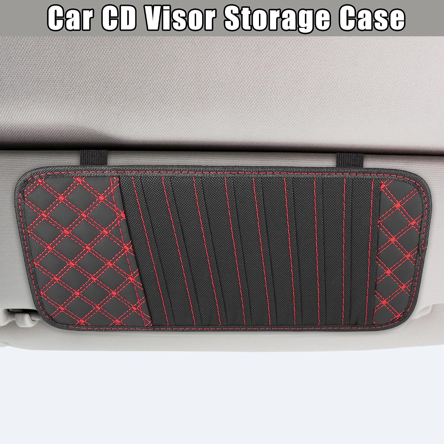 2 count CD Visor Storage Cases Sun Visor Organizer with 10 DVD Storage Sleeves Black with Red Line 2 count CD Visor Storage Cases Sun Visor Organizer with 10 DVD Storage Sleeves Black with Red Line