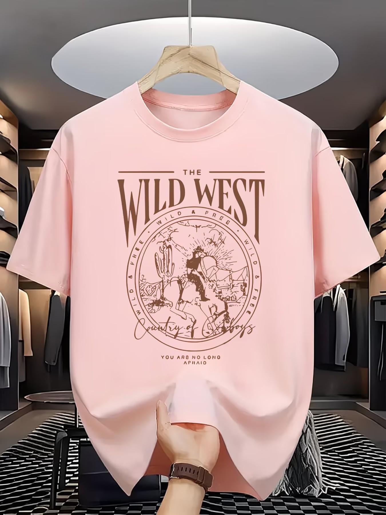 Men's Summer Casual Western Cowboy Retro Pattern High-Quality Fitted Fashion T-Shirt, Perfect for Summer, Essential for All Seasons