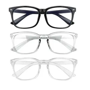 Unisex Square Blue Light Blocking Glasses, Reinforced Plastic Frame Classic Eyewear for Office Gaming Summer Use, Multi Packs Available