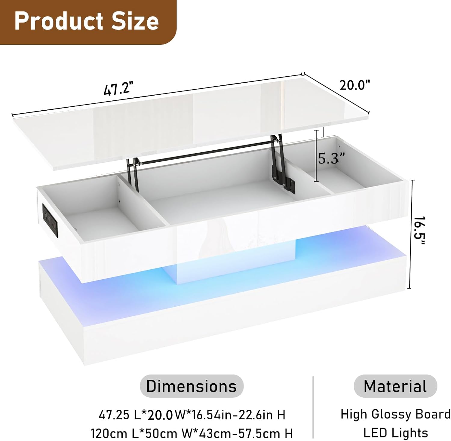 39.4"/47.2" Large Lift Top Coffee Table,Modern High Glossy LED Coffee Tables for Living Room with Storage,Black Living Room Tables for Living Room,Dining Room,Bedroom Home Office,APP LED Lights(Black/white) 39.4"/47.2" Large Lift Top Coffee Table,Modern High Glossy LED Coffee Tables for Living Room with Storage,Black Living Room Tables for Living Room,Dining Room,Bedroom Home Office,APP LED Lights(Black/white)