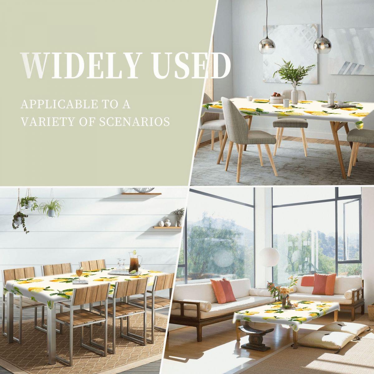 Lemon Fruit Print Tablecloth, Polyester Washable, Kitchen Dining Outdoor Picnic Garden Party Decorative Cloth