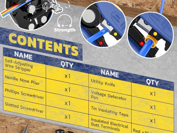 haisstronica 8 IN 1 Electrician Tool Set, Self-Adjusting Wire Stripper Kit, 28 Piece Electrical tools,Father's Day Gift multi  tool