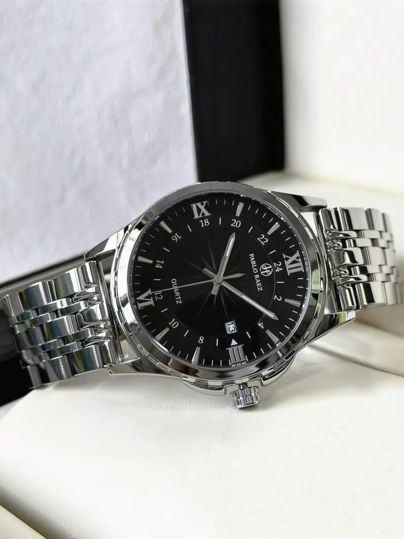 Men's Business Fashion Round Dial Analog Quartz Stainless Steel Watch, Fashion Watch for Party, Daily Clothing Decor, Trendy All-match & Exquisite Watch for Birthday Gift with Box Men's Business Fashion Round Dial Analog Quartz Stainless Steel Watch, Fashion Watch for Party, Daily Clothing Decor, Trendy All-match & Exquisite Watch for Birthday Gift with Box