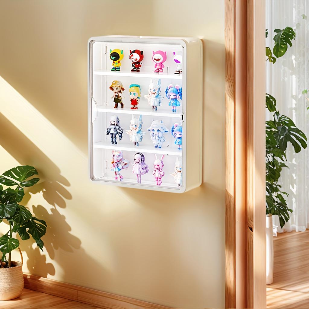 Wall-Mounted Transparent Panel Storage Box, Multi-Compartment Display Rack, Dustproof Plastic Layers, Space-Saving Design, Durable Material