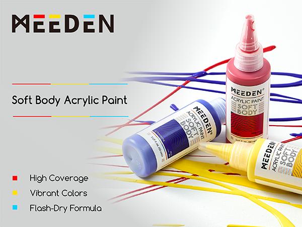 MEEDEN Soft Body Acrylic Paints Set - 24 Colors x 60ml/2oz Fluid Acrylic Paints for Art Painting on Canvas Wood & Glass for Students Adults Artists