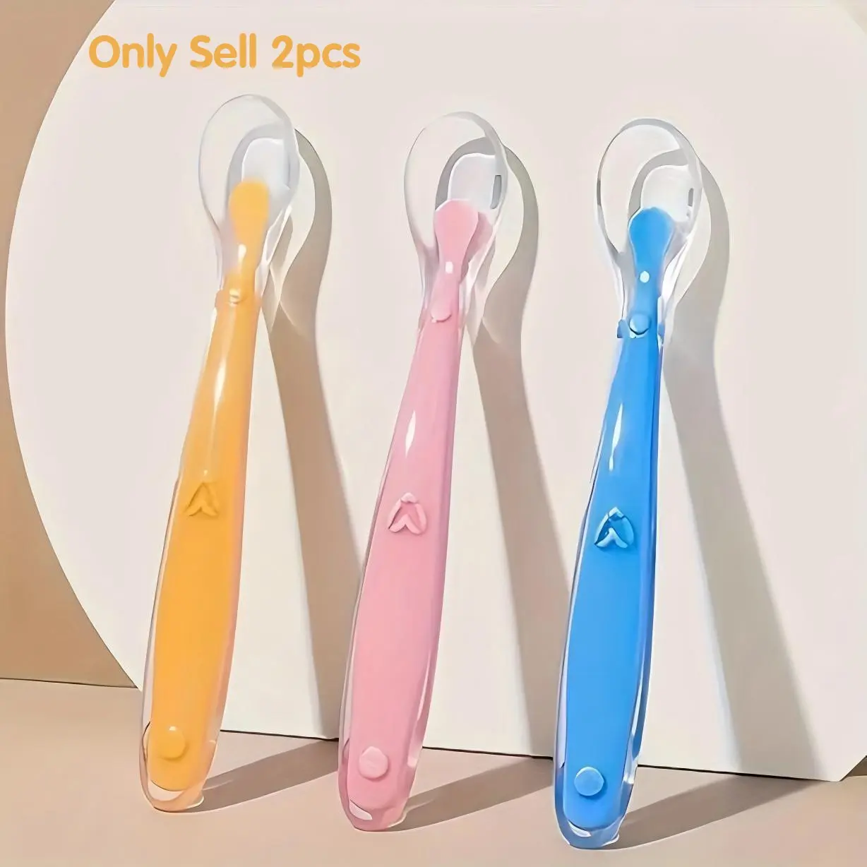 2pcs Silicone Baby Spoon, Soft Tip Feeding Spoon, Self-Feeding Training Tool, Durable Design, Ideal for Babies' Development